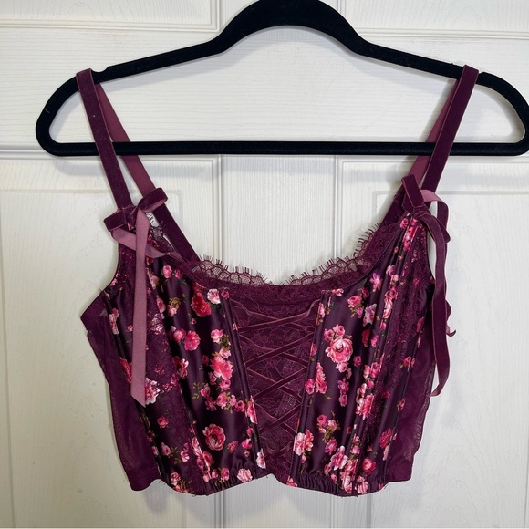Victoria’s Secret Dream Angels Unlined Floral Satin Corset Top Sz XL - Picture 1 of 9